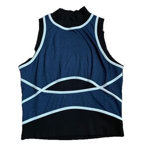 Magnlens Athletic Cropped Top Sleeveless Tank Small Black Blue Navy